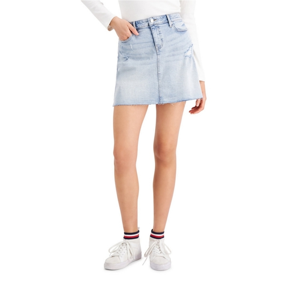 NWT Tommy Hilfiger. Distressed Denim Mini Skirt - Picture 2 of 6